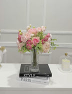 Real Touch Pink Rose Ranunculus Centerpiece