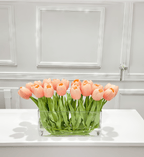 Modern Long Real Touch Tulip Arrangement in Rectangle Glass Vase - Flovery