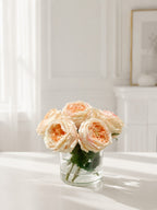8-in Real Touch Austin Rose Centerpiece in Cylinder Glass Vase Dark Champagne