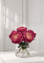 8-in Real Touch Austin Rose Centerpiece in Cylinder Glass Vase Magenta