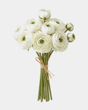 7 Silk Small Ranunculus Bouquet - White Green