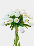 Set of 6 Real Touch Tulip Stems - White