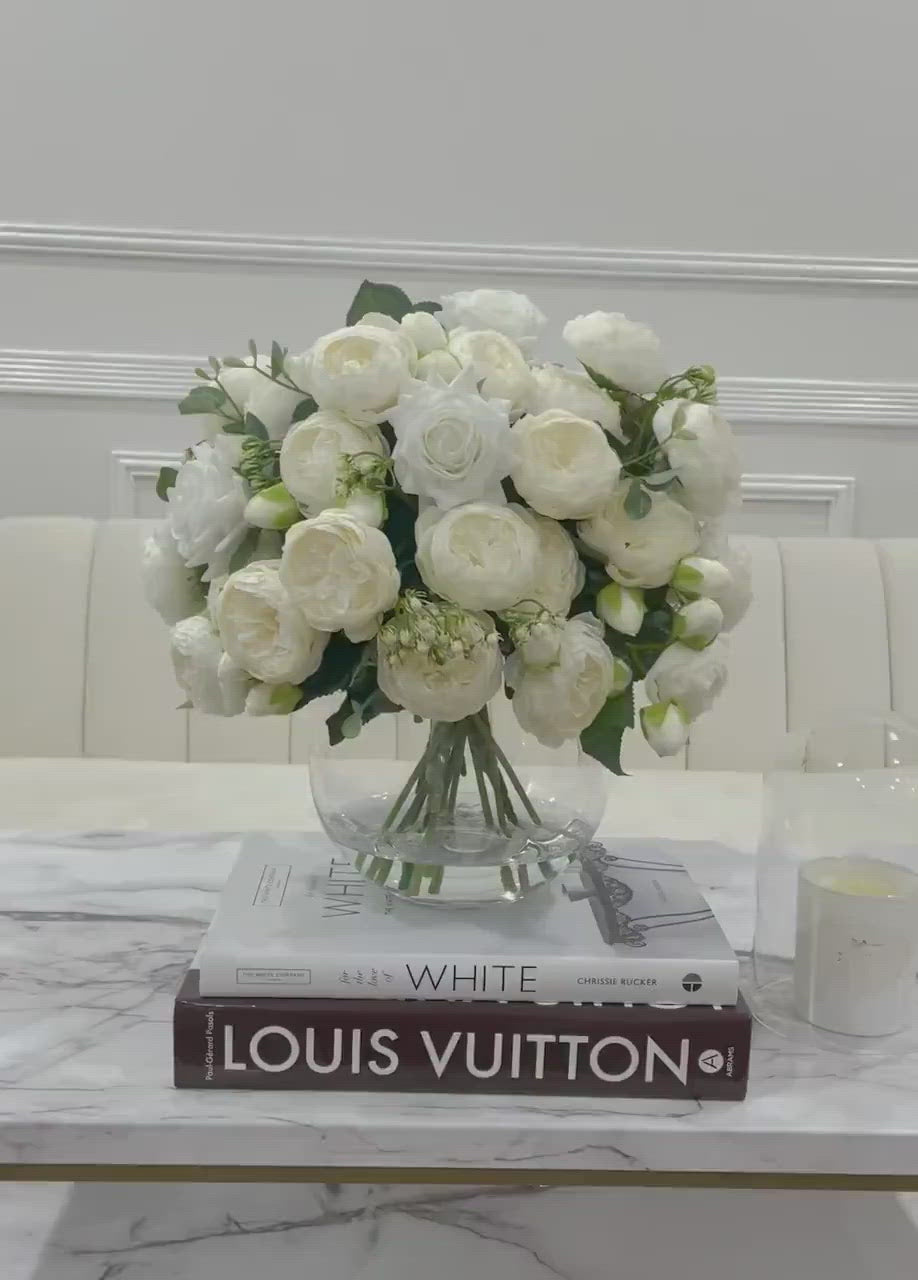 Large Faux Rose Peony Centerpiece