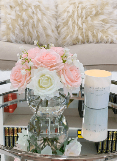 Blush White Real Touch Rose Globe Arrangement - Flovery Main image