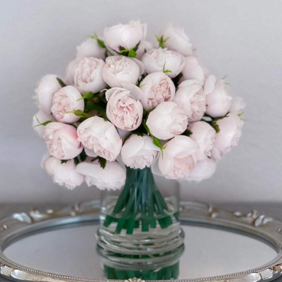 Silk Rose Peony Arrangement in Modern Vase - Flovery