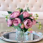 Rose Peonies Arrangement In Glass Vase - Flovery