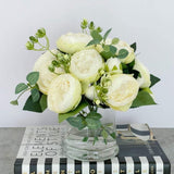 Rose Peonies Arrangement In Glass Vase - Flovery