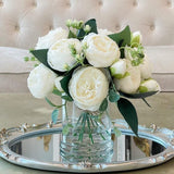 Rose Peonies Arrangement In Glass Vase - Flovery