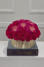 Modern Romantic Real Touch Rose Centerpiece in Ceramic Gold Vase