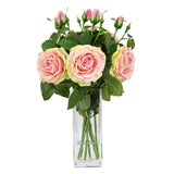 Real Touch English Roses Arrangement Tall Vase - Flovery