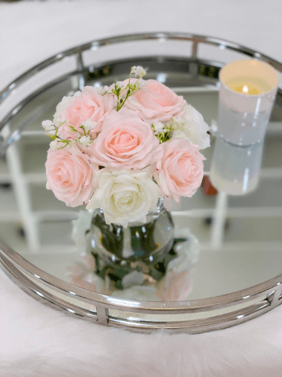 Blush/White Real Touch Roses Globe Arrangement Secondary image