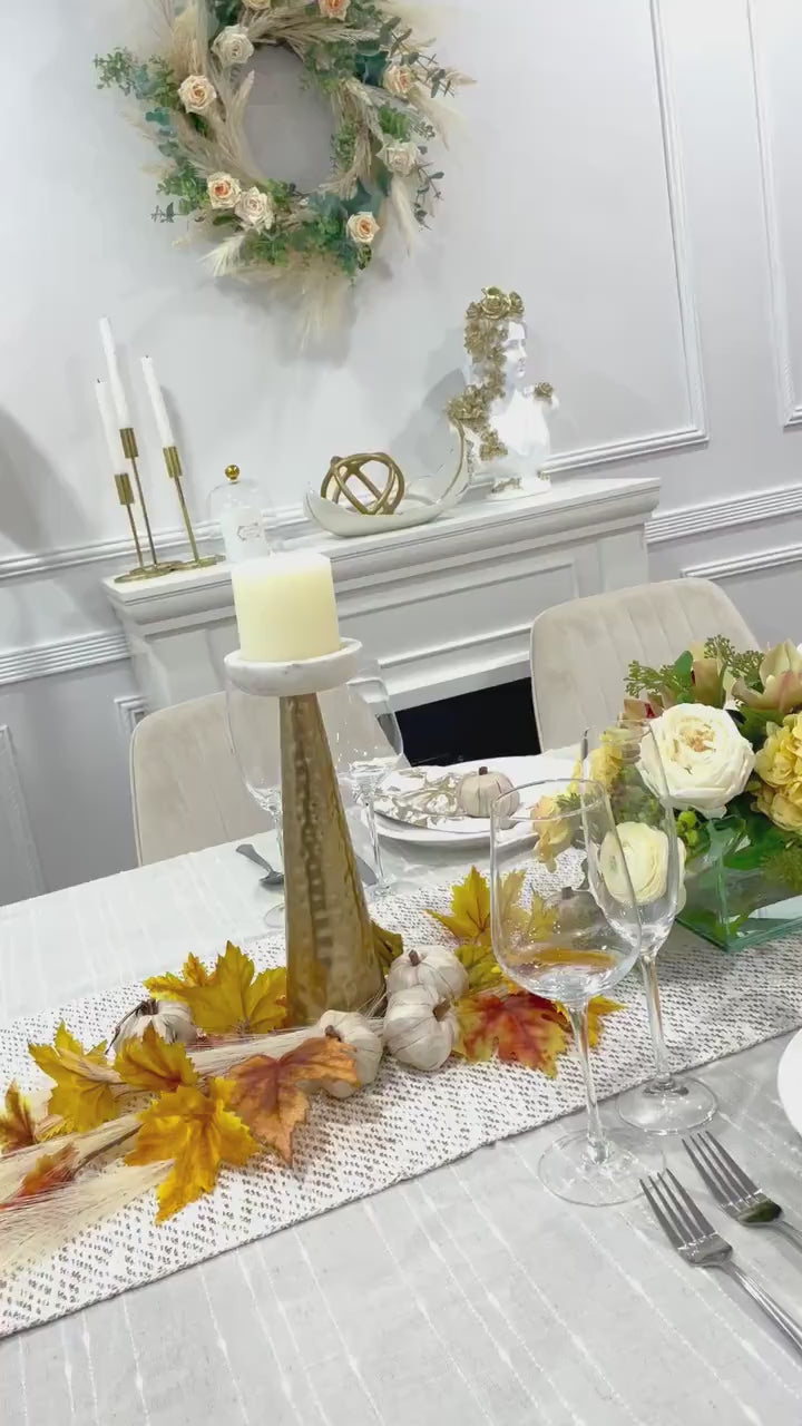 Elegant Marigold Decor Modern Long Table Dahlia Centerpiece In Glass Vase