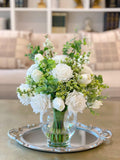 White Real Touch Roses Centerpiece - Flovery