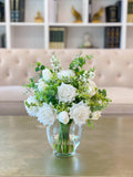 White Real Touch Roses Centerpiece - Flovery