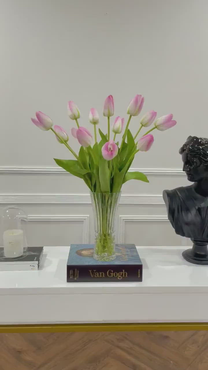 Tall Modern Centerpiece of Blush Pink Real Touch Tulips Main image