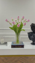 Tall Modern Centerpiece of Blush Pink Real Touch Tulips