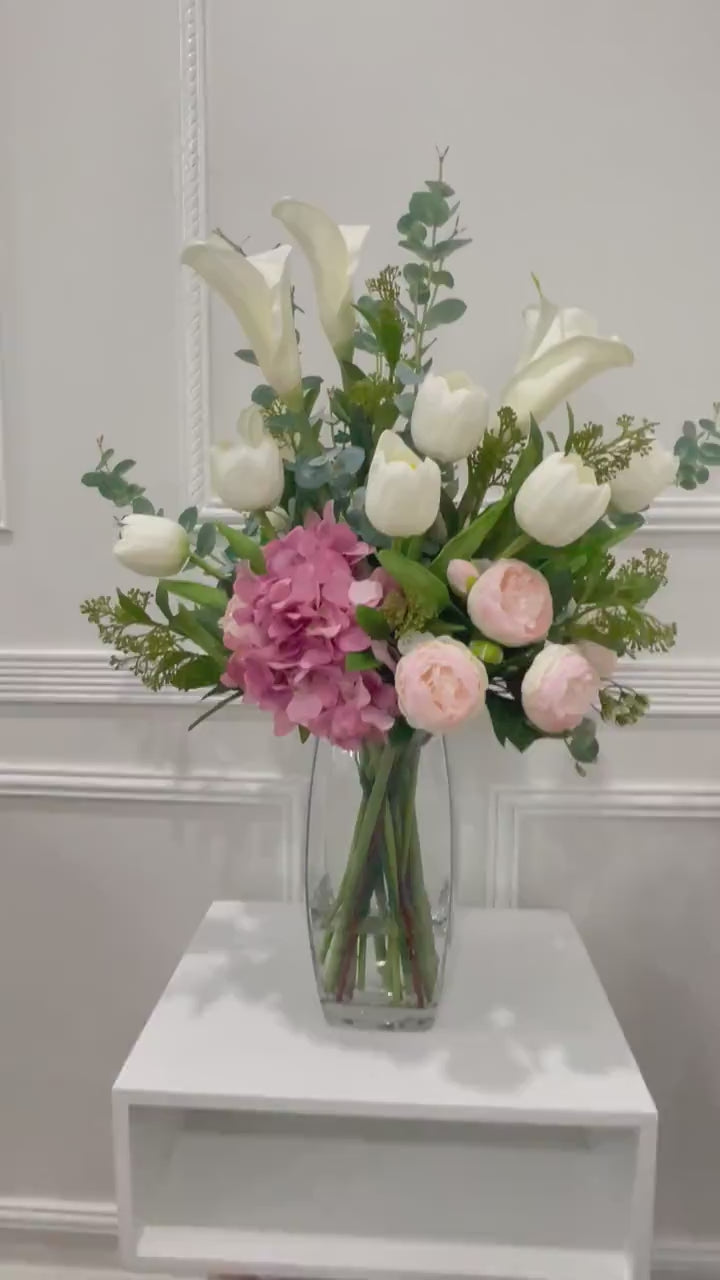 Real Touch Calla Lilies Tulips Tall French Centerpiece