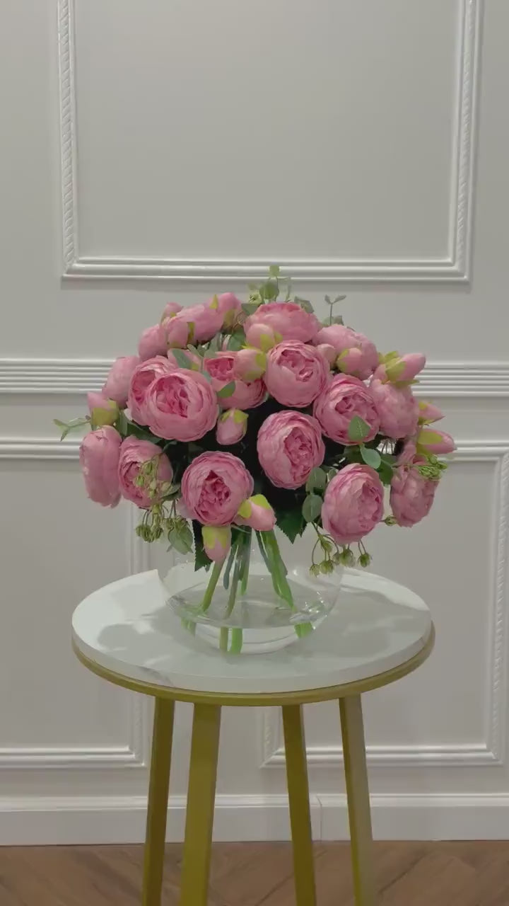 Large Faux Rose Peony Centerpiece