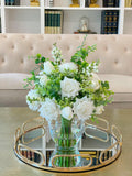 White Real Touch Roses Centerpiece - Flovery