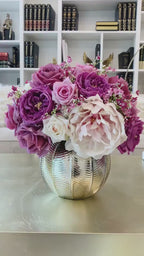 Large Luxury Purple Faux English Rose Peony Centerpiece