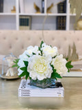 Medium Real Touch Peony Centerpiece in Square Vase