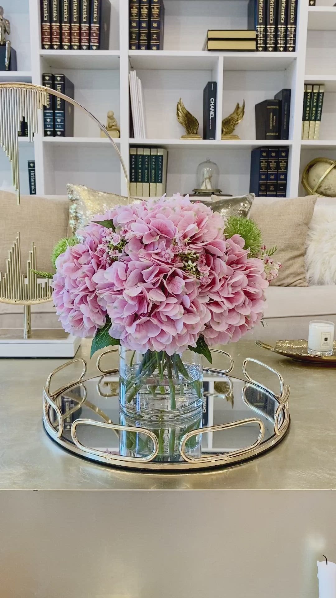 Pink French Hydrangea Centerpiece Arrangement