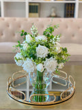 White Real Touch Roses Centerpiece - Flovery