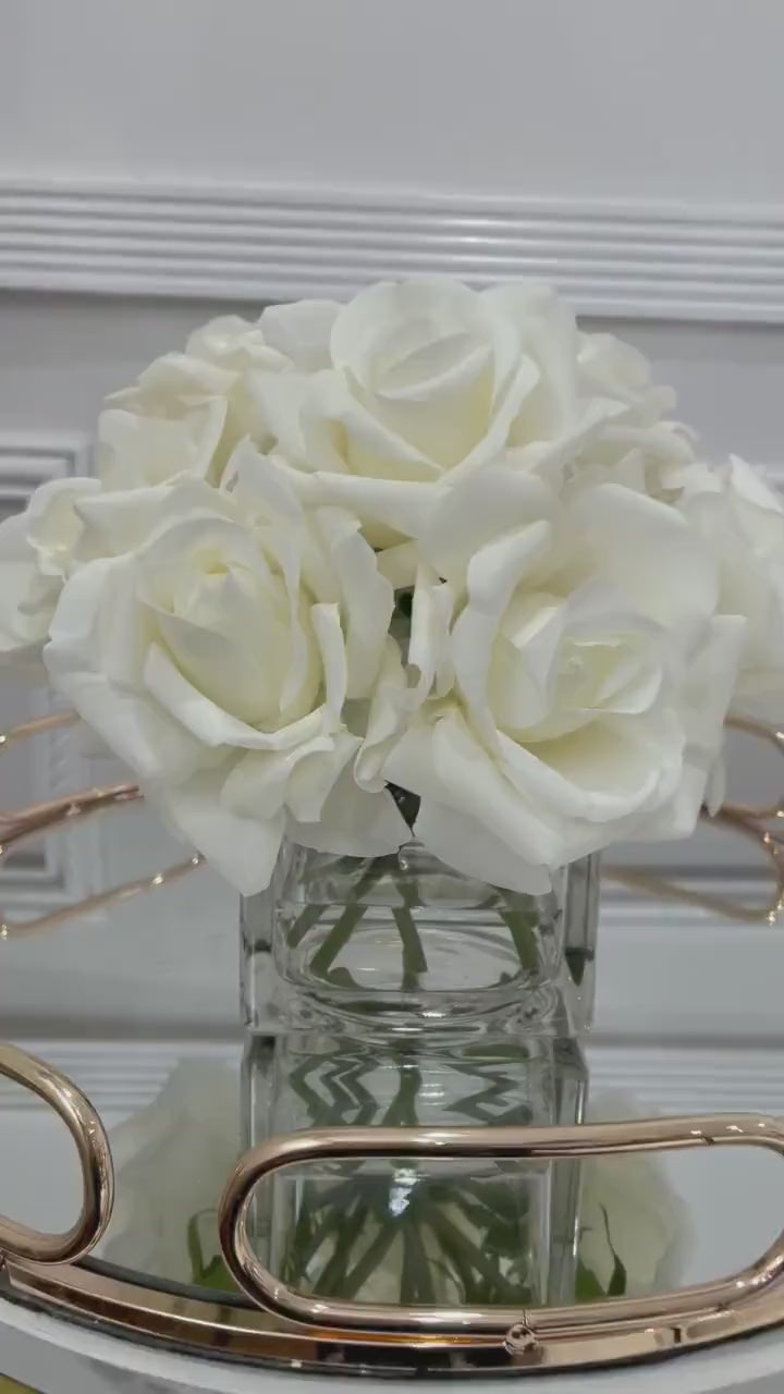 Premium Real Touch Forever White Roses Arrangement