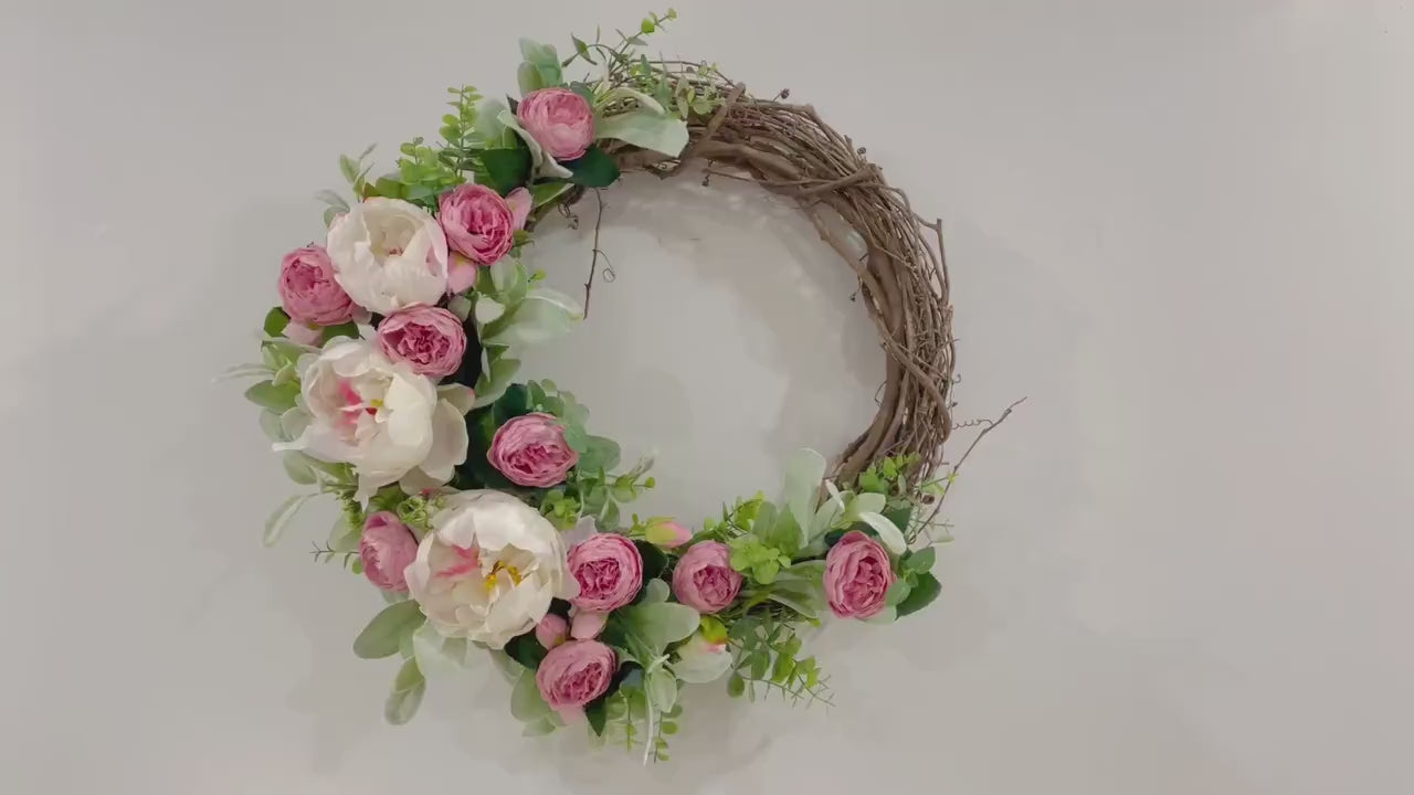 Peonies Floral Wreath Traditional French Country Home Decor