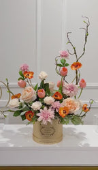 X-Large Pink Real Touch Multi Flower Centerpiece In Flovery Signature Pink Box