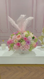 X-Large Real Touch Pink Rose Faux Floral Centerpiece