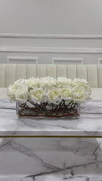 Modern Long Cream Real Touch Roses Arrangement