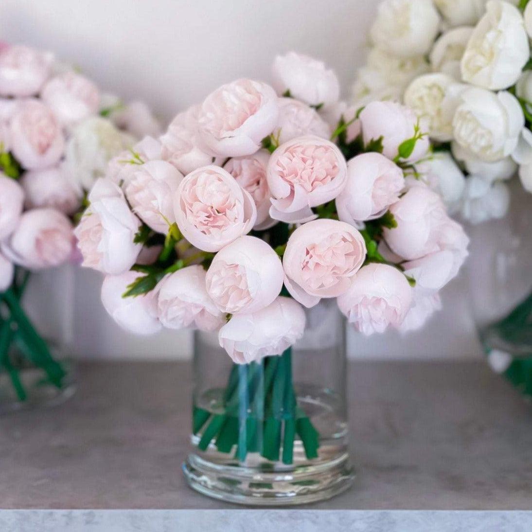 Silk Rose Peony Arrangement in Modern Vase - Flovery Main image