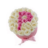 Medium Round Box Custom Letter Preserved Roses - Flovery