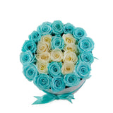 Medium Round Box Custom Letter Preserved Roses - Flovery