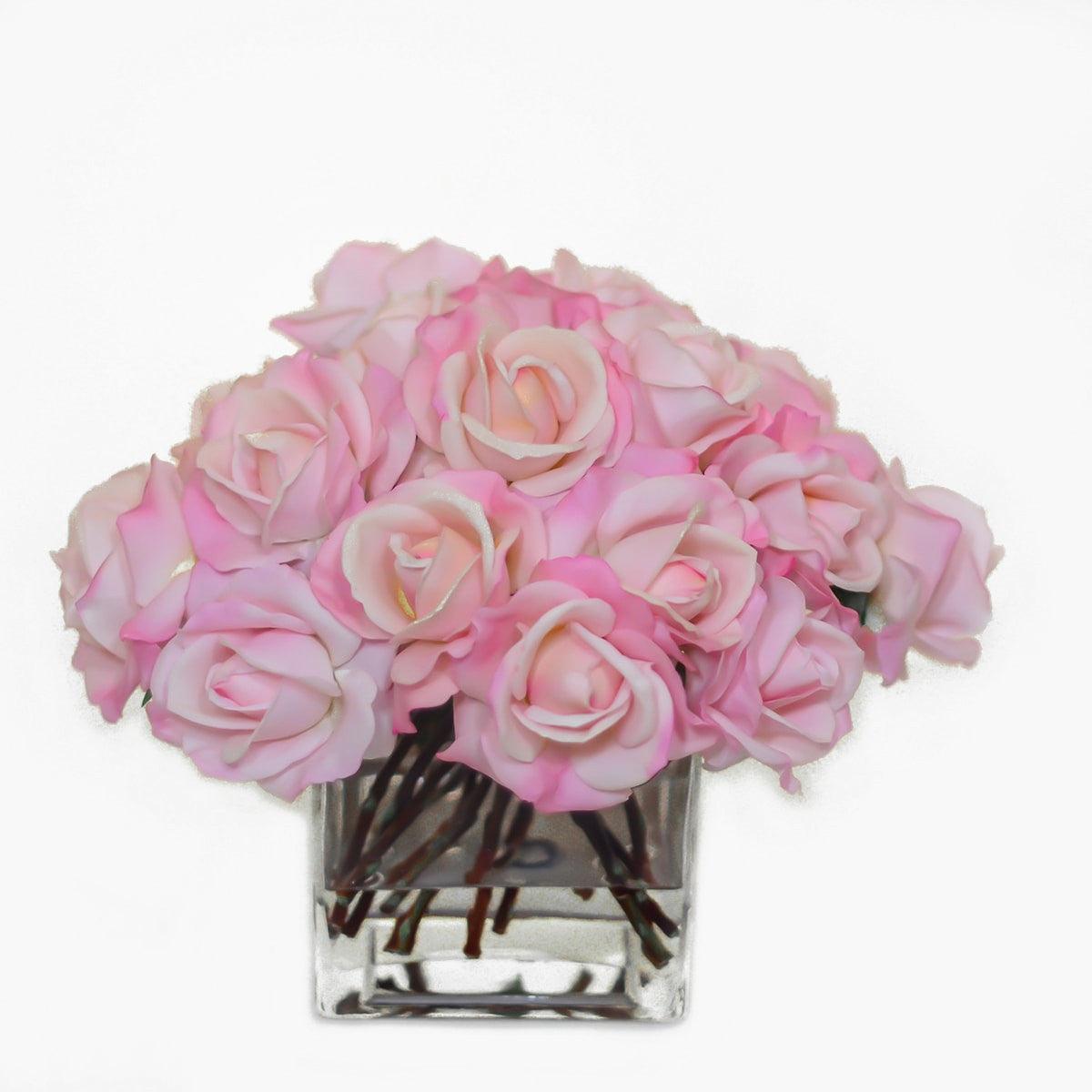 Large Real Touch Pink Rose Square Arrangement - Flovery