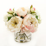 Light Pink Silk Peonies Buds Hydrangeas Arrangement - Flovery