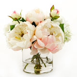 Light Pink Silk Peonies Buds Hydrangeas Arrangement - Flovery