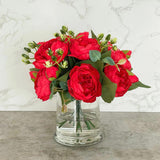 Rose Peonies Arrangement In Glass Vase - Flovery