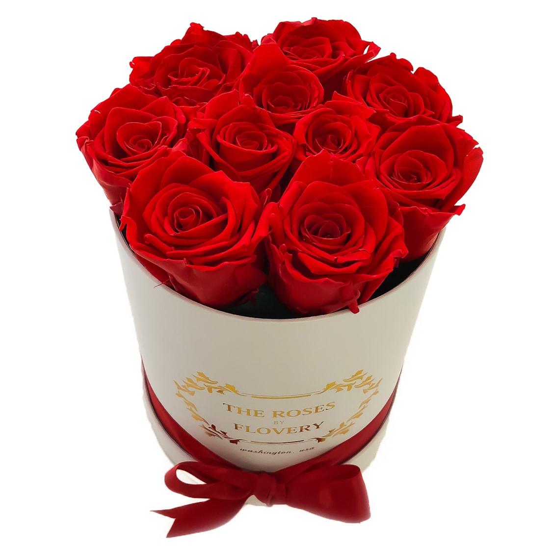 Small Signature Round Box Eternity Roses - Flovery Main image