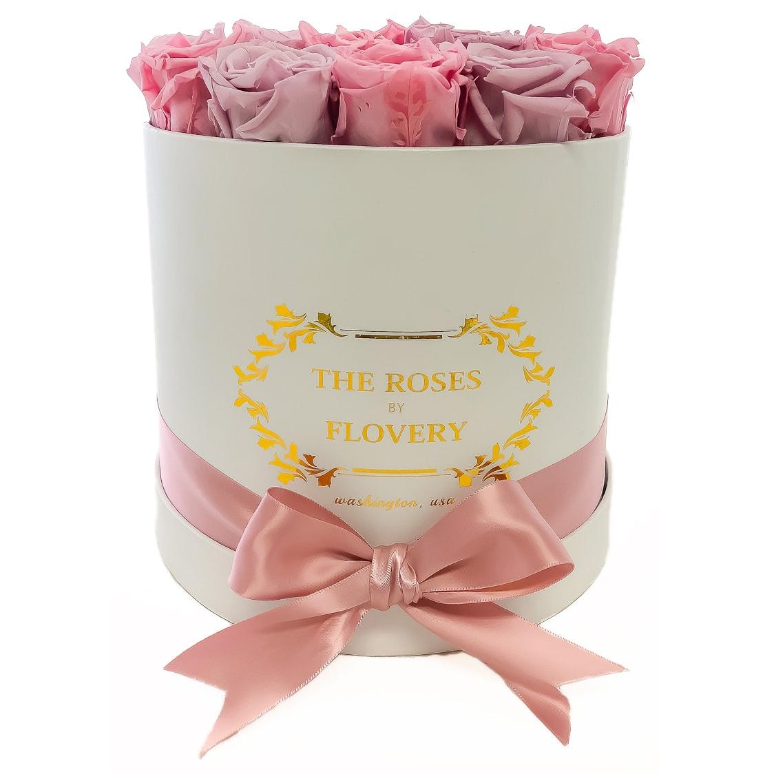 Medium Signature Round Box Eternity Roses - Flovery