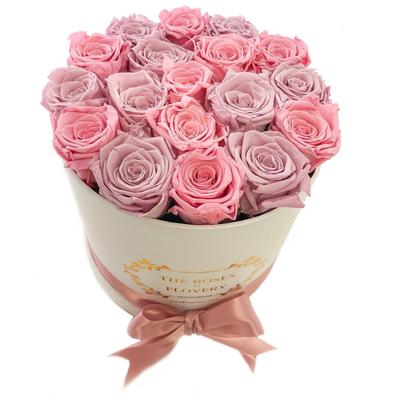 Medium Signature Round Box Eternity Roses - Flovery