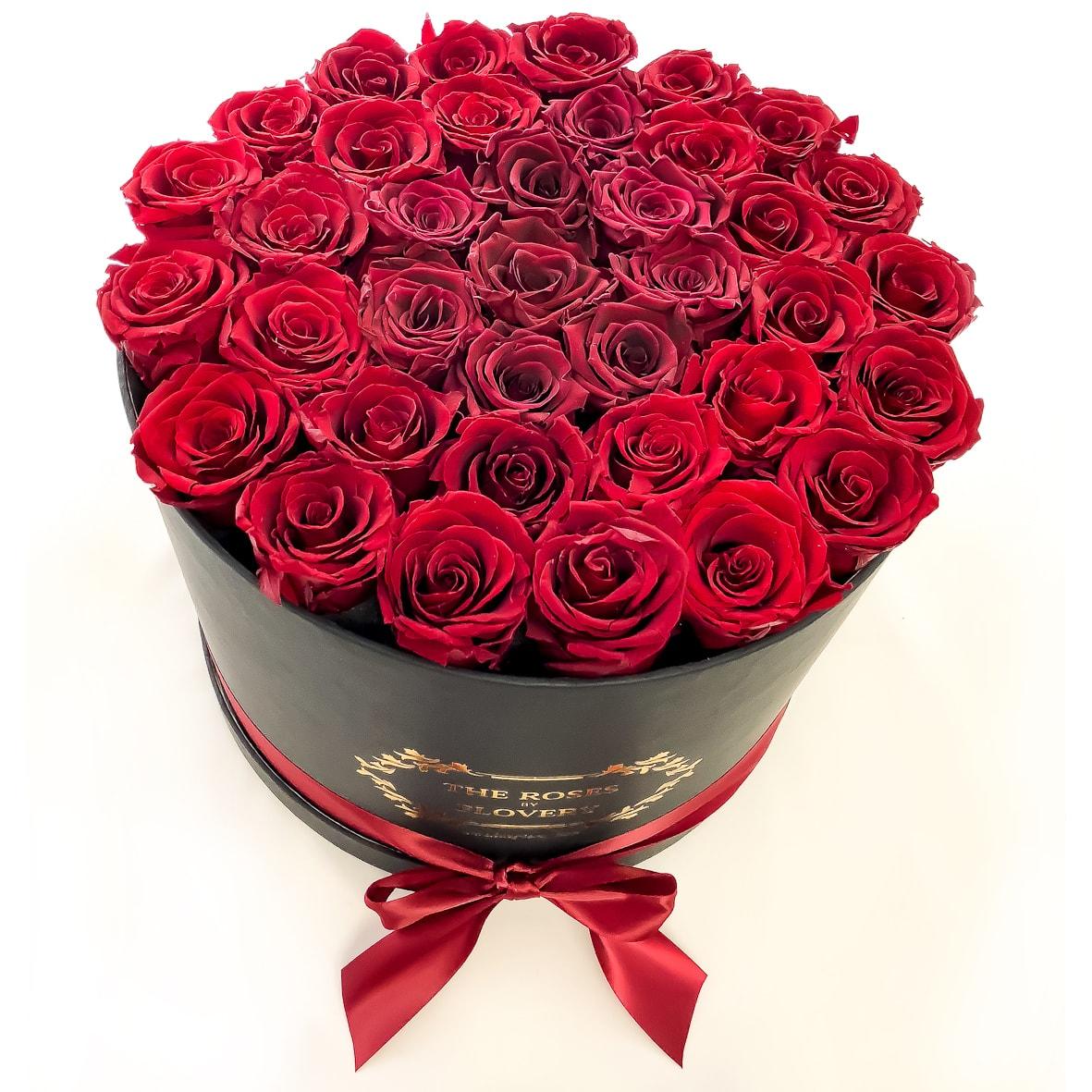 Large Signature Round Box Eternity Roses - Flovery
