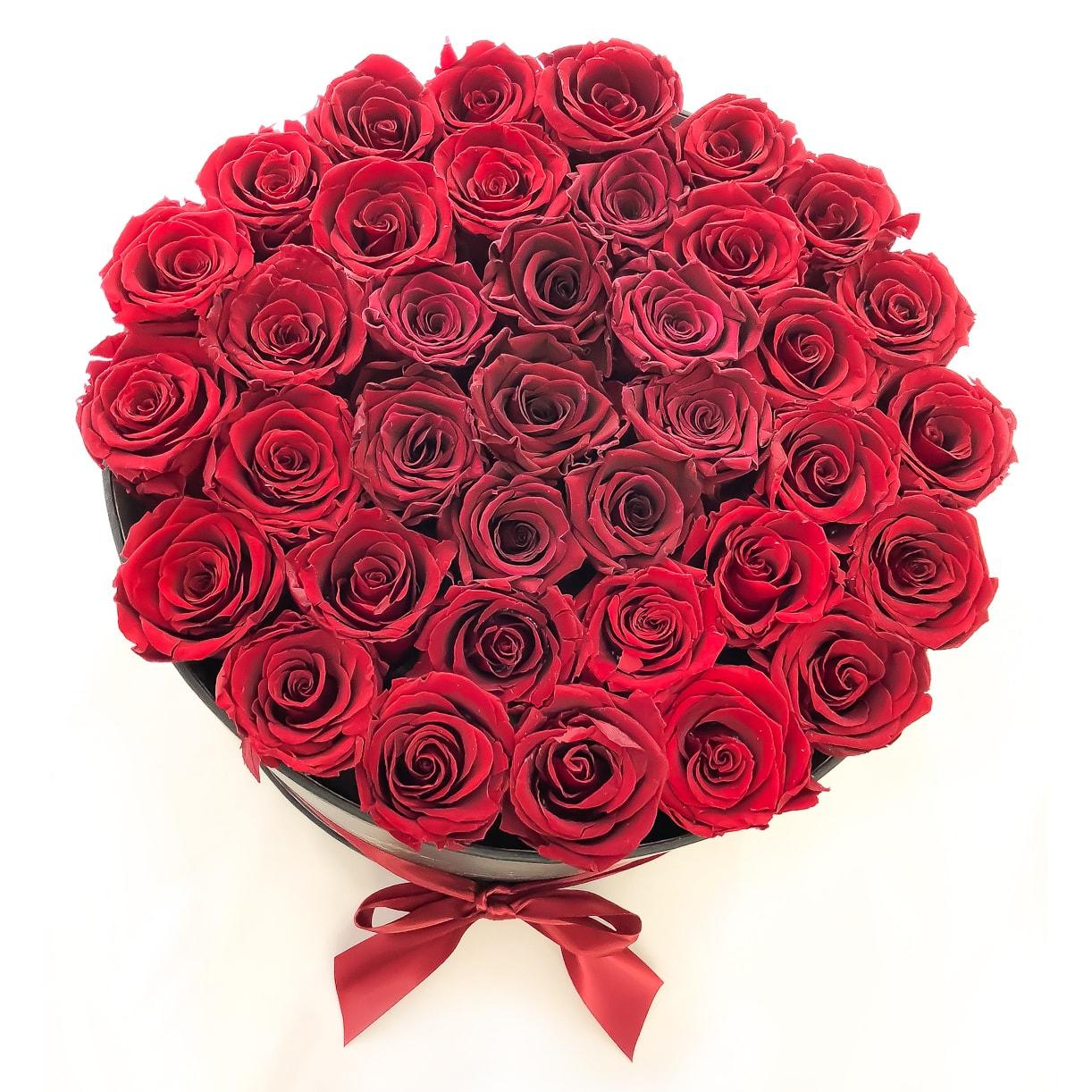 Large Signature Round Box Eternity Roses - Flovery