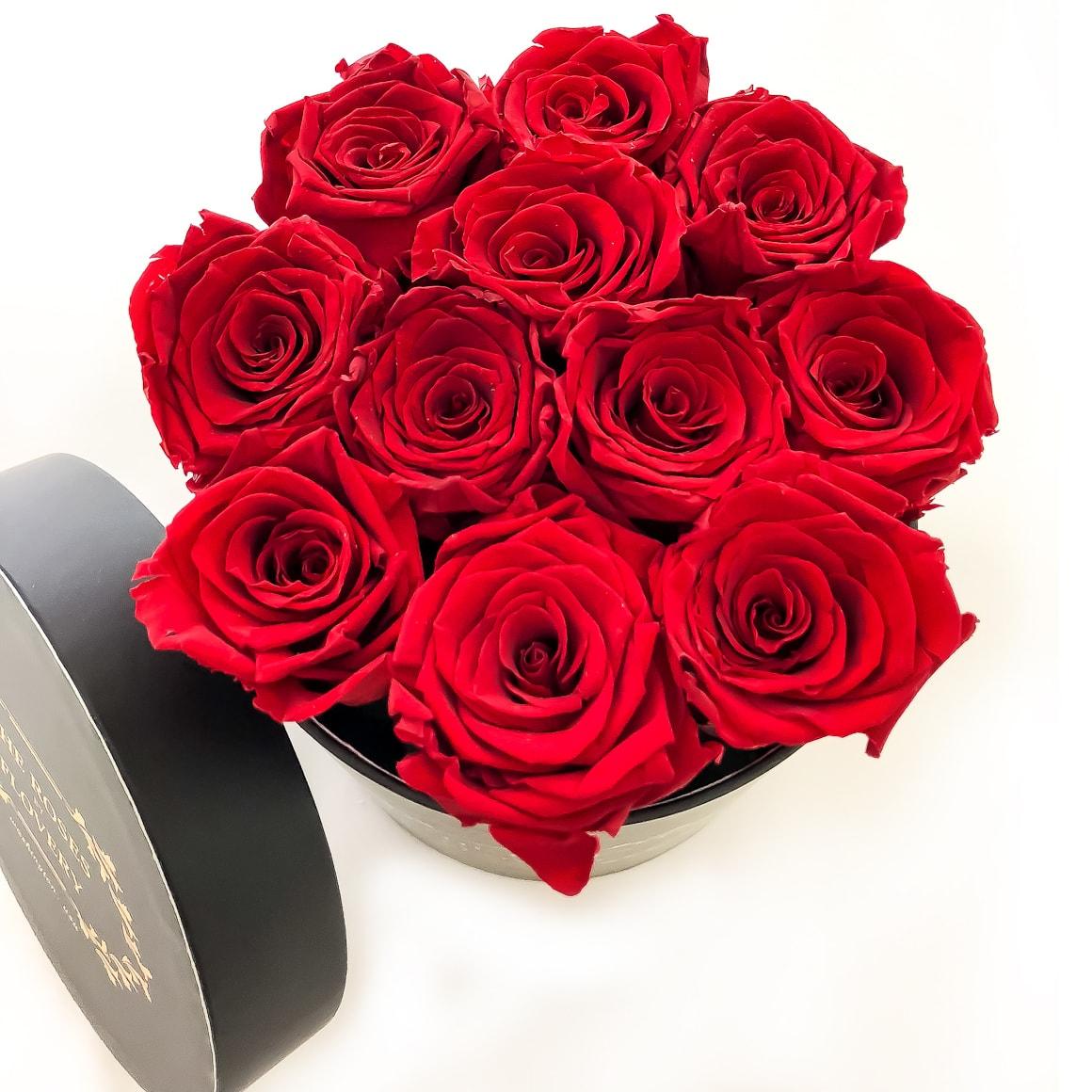 Small Signature Round Box Eternity Roses - Flovery Main image