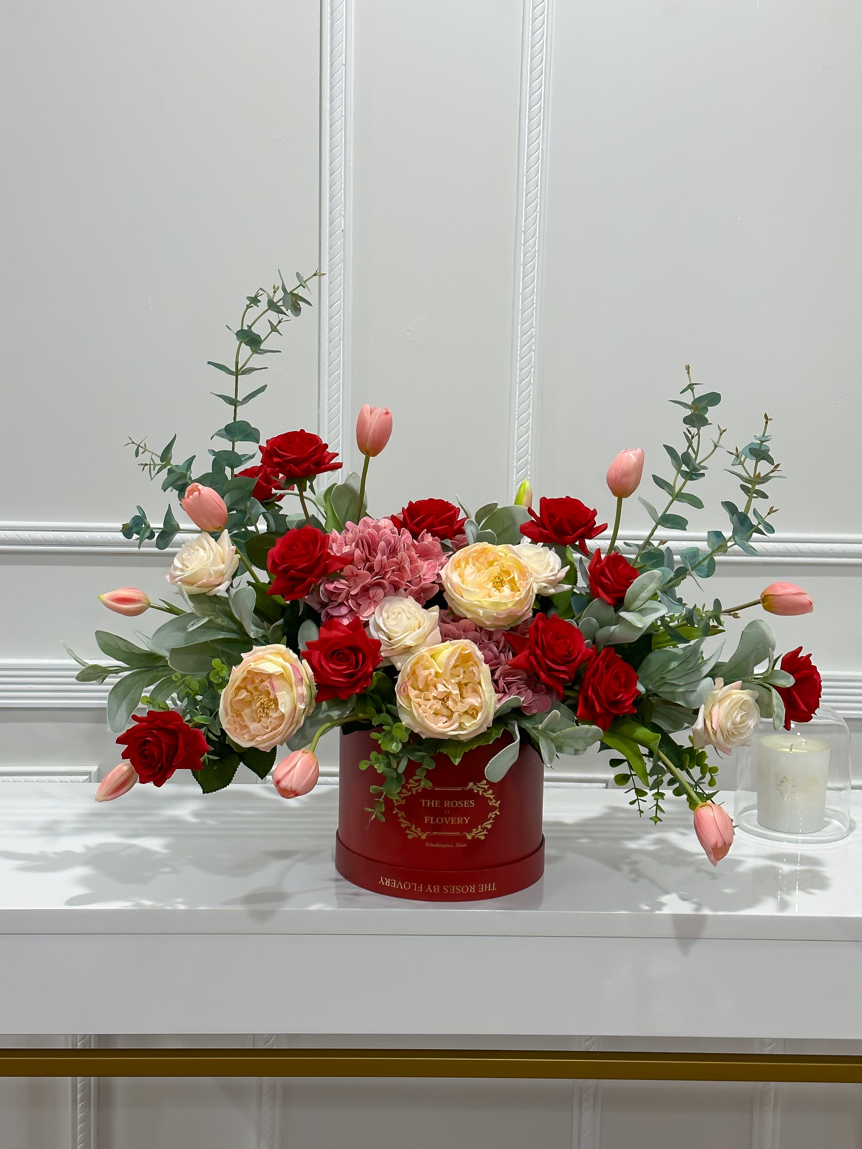 Happiness Red Arrangement In Flovery Signature Red Box