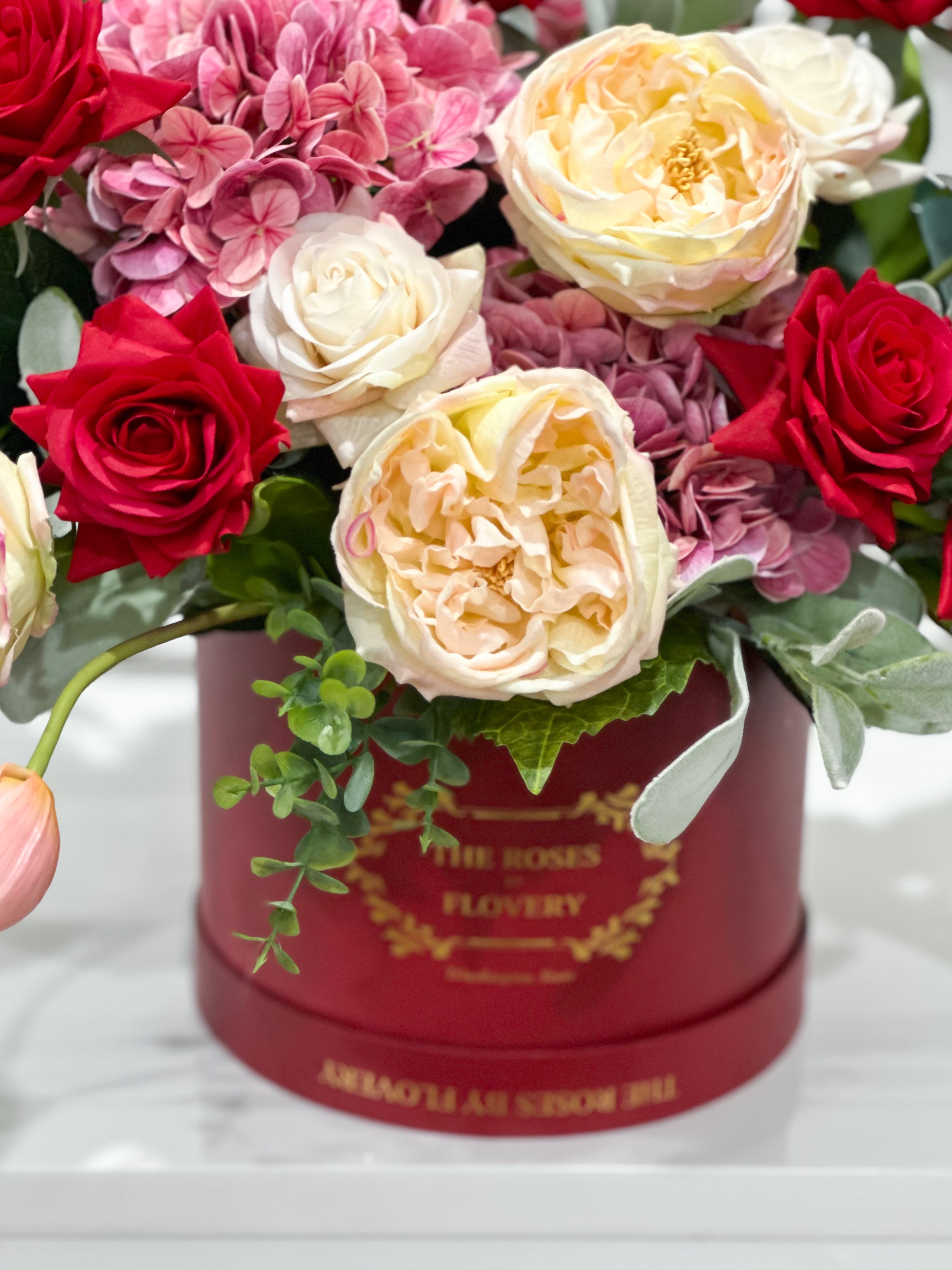 Happiness Red Arrangement In Flovery Signature Red Box