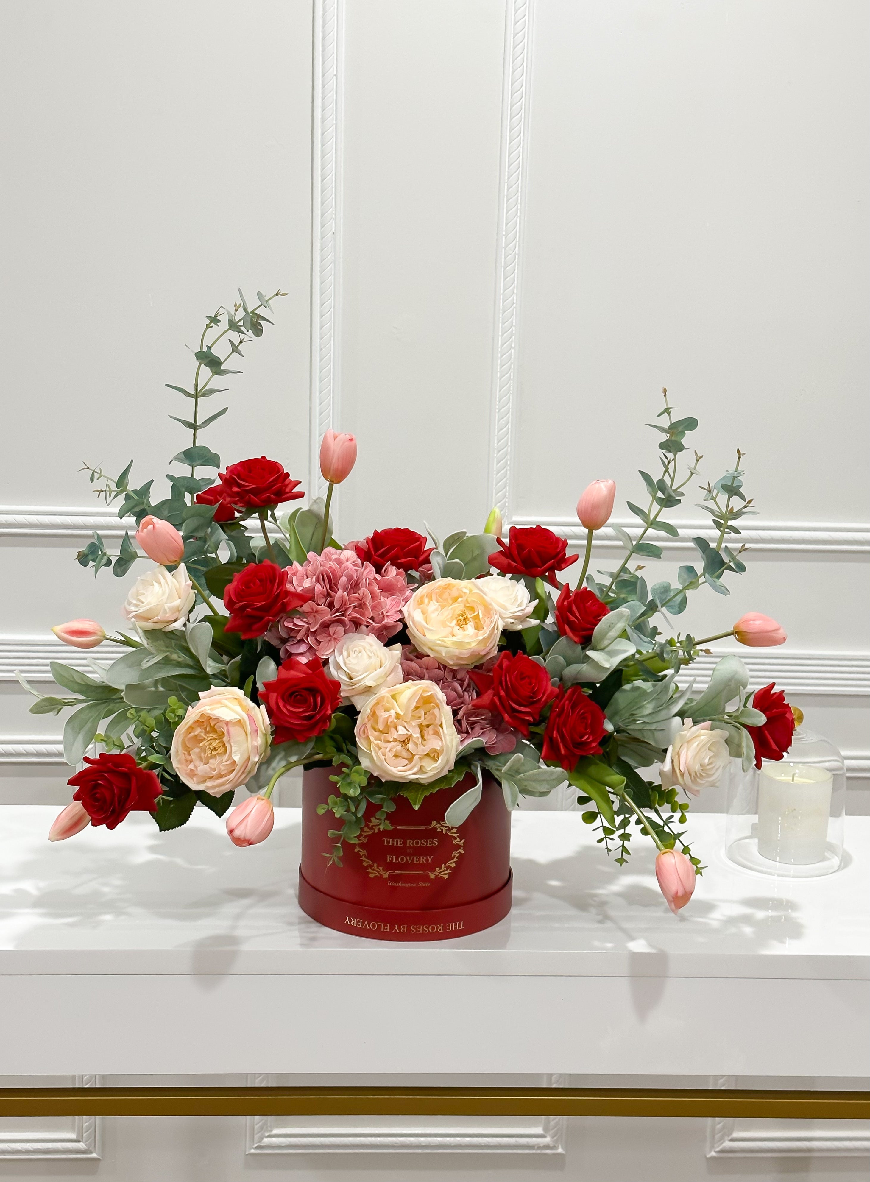 Happiness Red Arrangement In Flovery Signature Red Box Main image