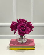 Elegant Real Touch Large Rose Arrangement in Glass Vase - Flovery