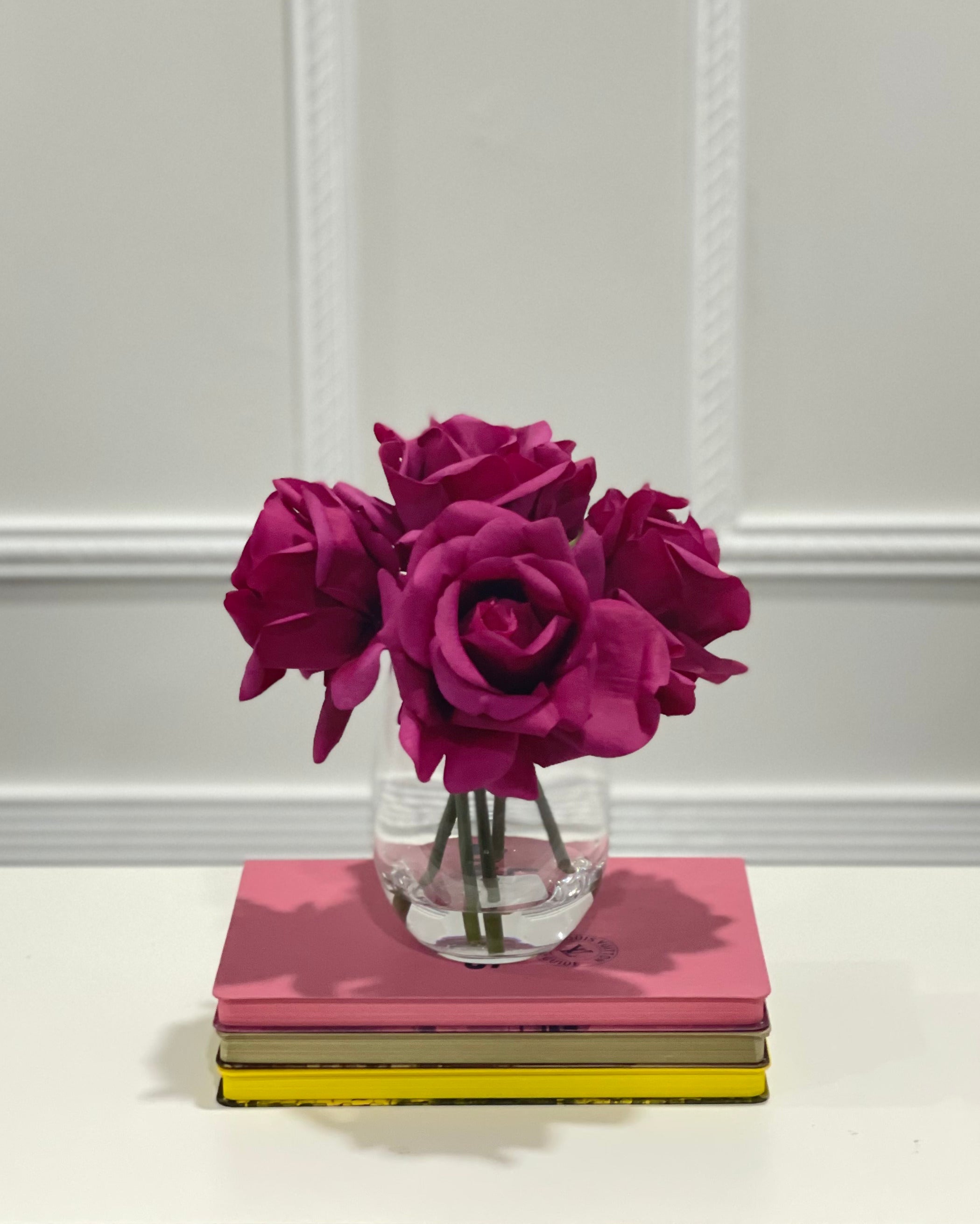 Elegant Real Touch Large Rose Arrangement in Glass Vase - Flovery